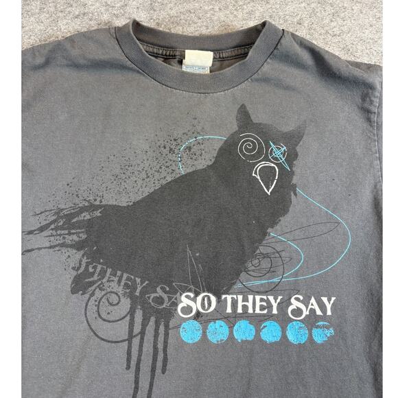So They Say Shirt Men Small Gray Owl Animal Print Rock Band Music Streetwear Y2K - Picture 4 of 6